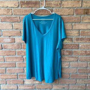 Torrid Teal Short Sleeve V-Neck Top
